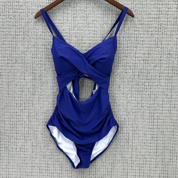 Eomenie Swimsuit Womens Size M Blue One Piece Tummy Control Cutout High Waist NW - Picture 1 of 7